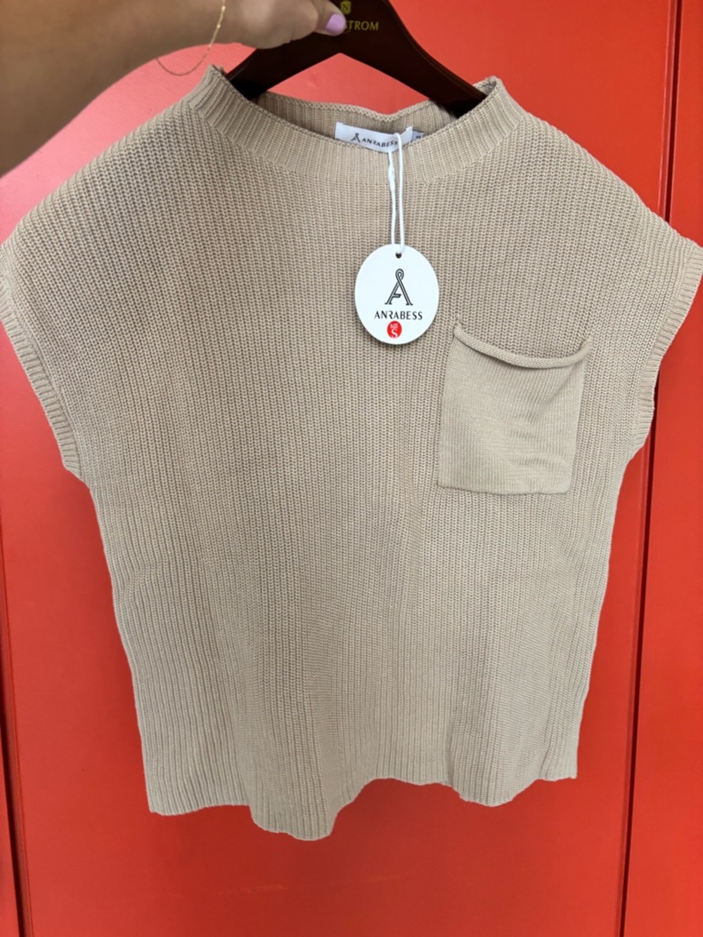 Anrabess Women's Sleeveless Knit Top in Beige